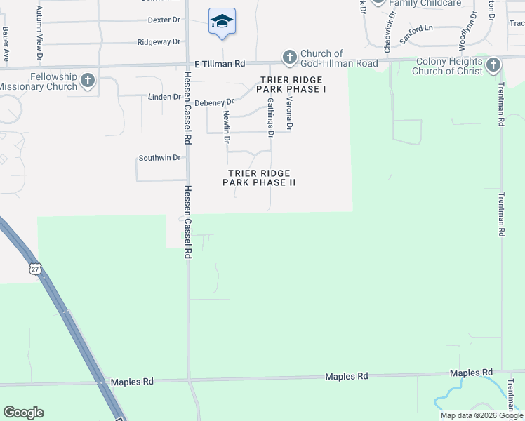 map of restaurants, bars, coffee shops, grocery stores, and more near 8010 Gathings Drive in Fort Wayne