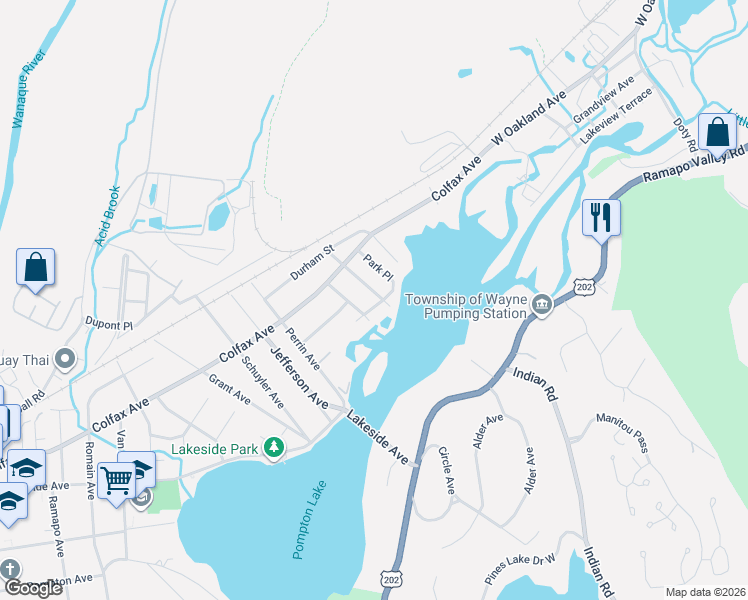 map of restaurants, bars, coffee shops, grocery stores, and more near 29 White Way in Pompton Lakes