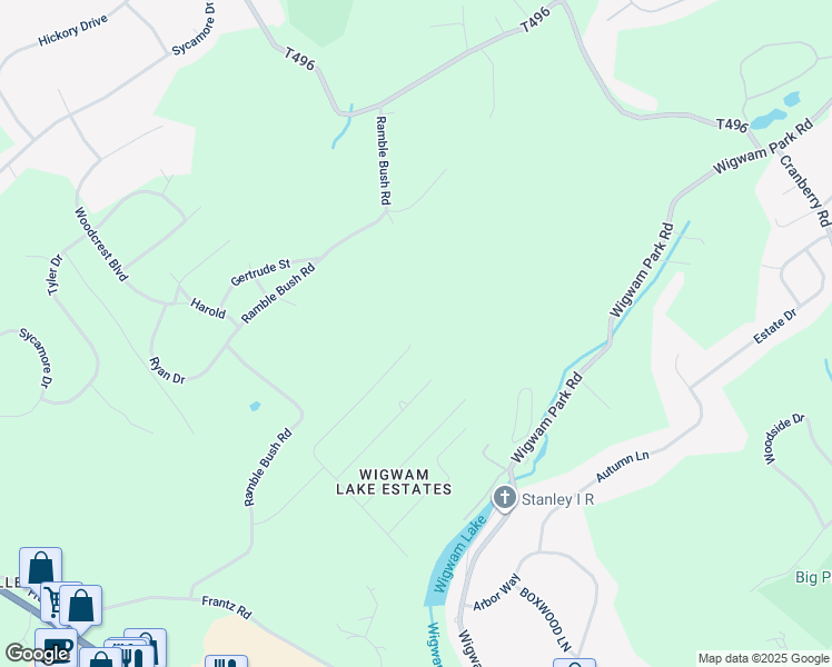 map of restaurants, bars, coffee shops, grocery stores, and more near 2263 Pinewood Lane in Stroudsburg