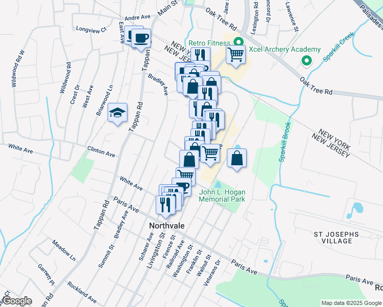 map of restaurants, bars, coffee shops, grocery stores, and more near 201 Henmarken Drive in Northvale