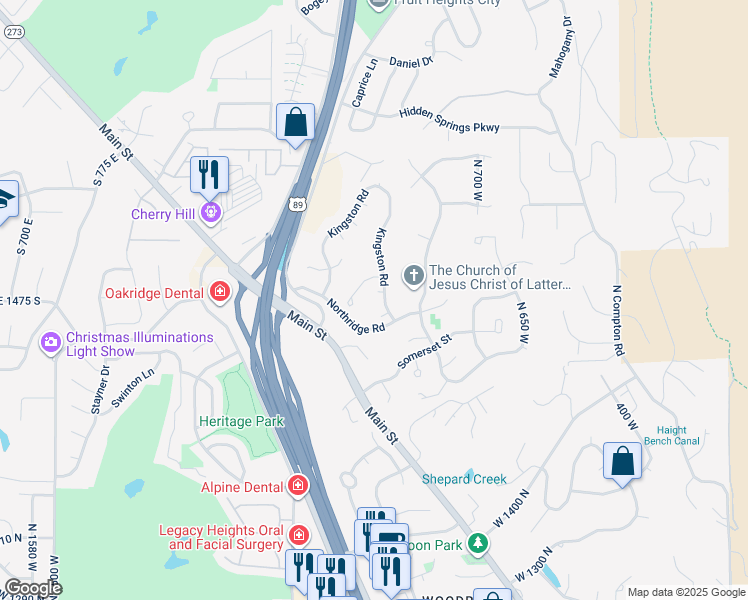 map of restaurants, bars, coffee shops, grocery stores, and more near 907 Thames Court in Farmington