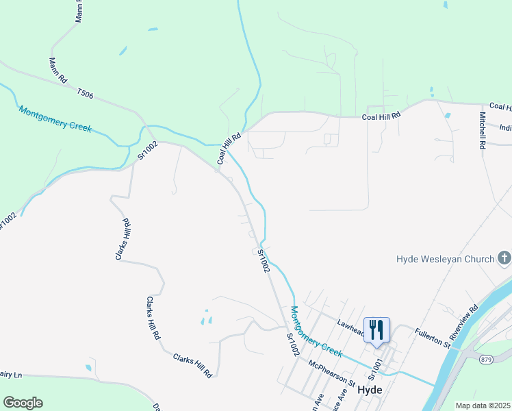 map of restaurants, bars, coffee shops, grocery stores, and more near 2289 Montgomery Run Road in Clearfield
