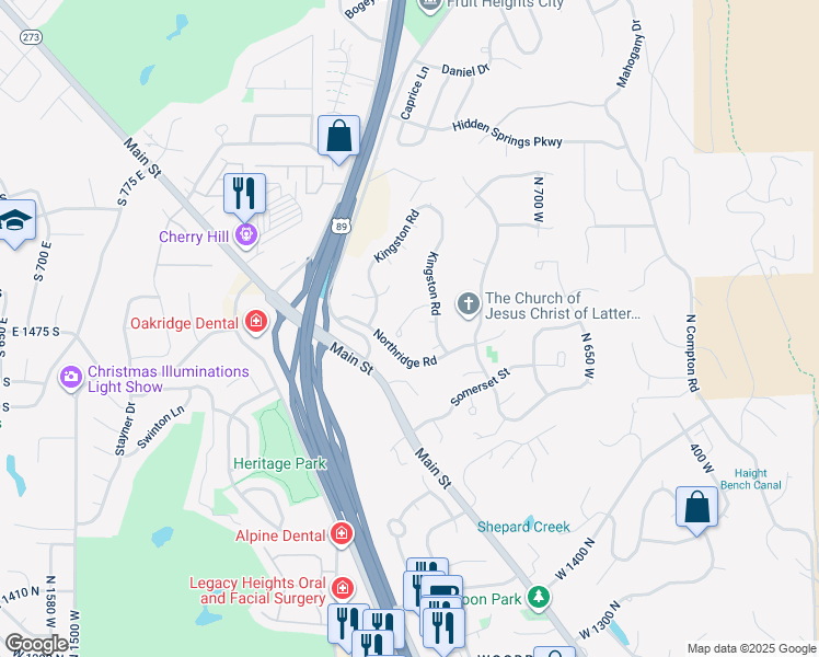 map of restaurants, bars, coffee shops, grocery stores, and more near 907 Thames Court in Farmington