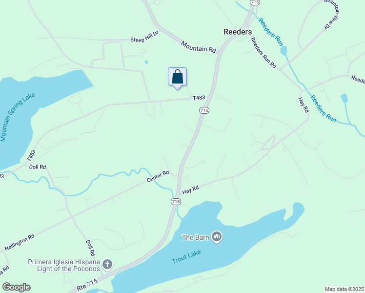 map of restaurants, bars, coffee shops, grocery stores, and more near State Highway 715 in Stroudsburg
