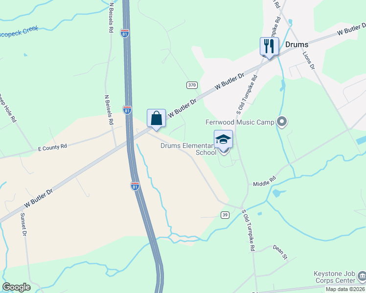 map of restaurants, bars, coffee shops, grocery stores, and more near 30 High Meadow Dr in Luzerne