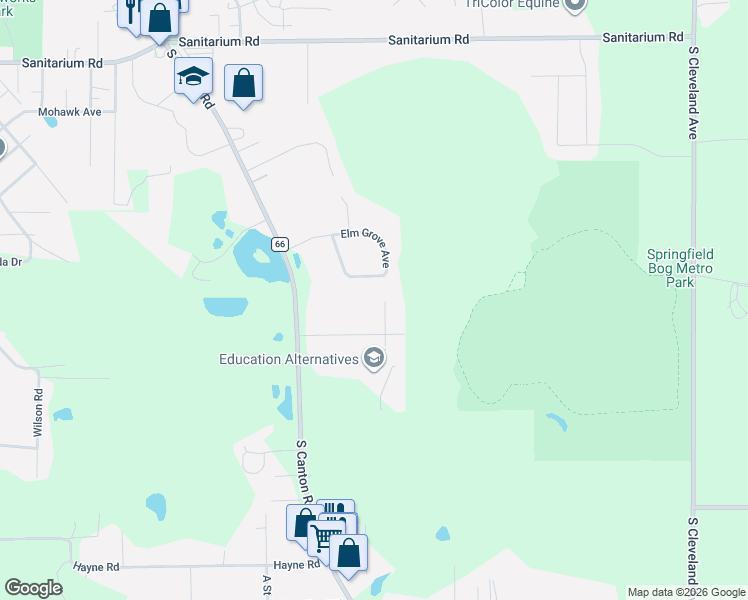 map of restaurants, bars, coffee shops, grocery stores, and more near 1465 Blair Drive in Akron