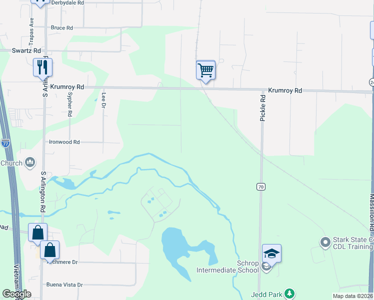 map of restaurants, bars, coffee shops, grocery stores, and more near 1943 Knight Road in Akron
