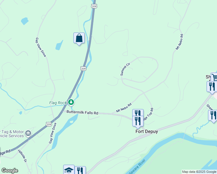 map of restaurants, bars, coffee shops, grocery stores, and more near 92 Summit Drive in Stroudsburg