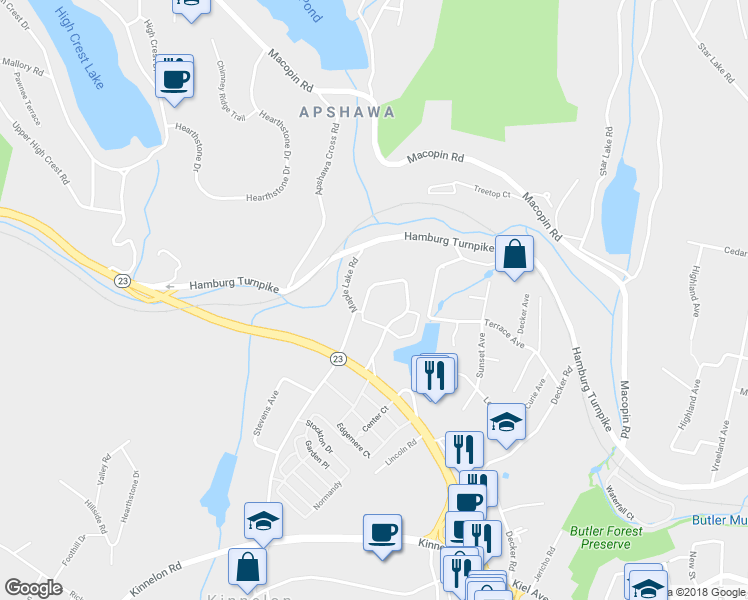 map of restaurants, bars, coffee shops, grocery stores, and more near 412 Cambridge Drive in Butler