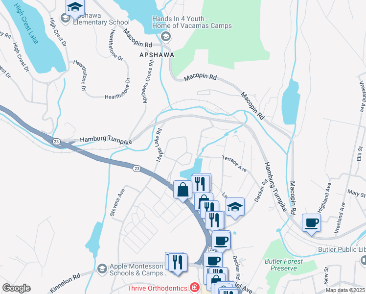 map of restaurants, bars, coffee shops, grocery stores, and more near 334 Cambridge Drive in Butler