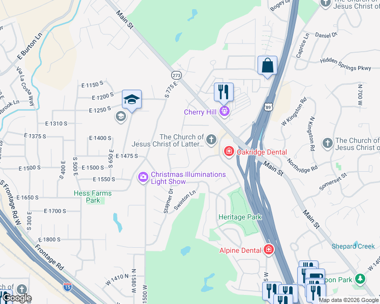 map of restaurants, bars, coffee shops, grocery stores, and more near 1892 Frost Drive in Farmington