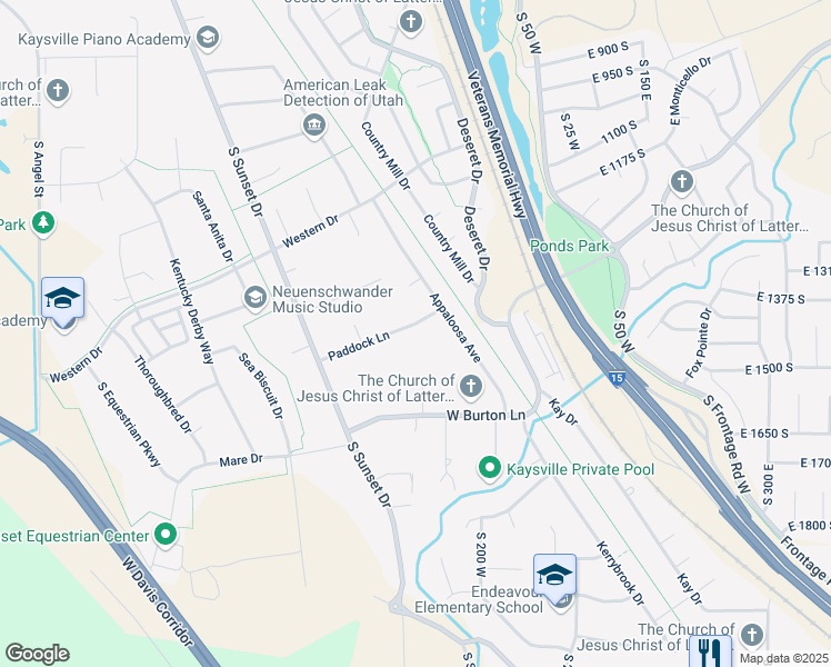 map of restaurants, bars, coffee shops, grocery stores, and more near 337 Paddock Lane in Kaysville