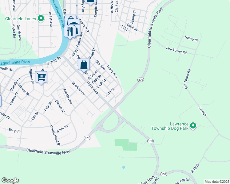 map of restaurants, bars, coffee shops, grocery stores, and more near 710 Ogden Avenue in Clearfield