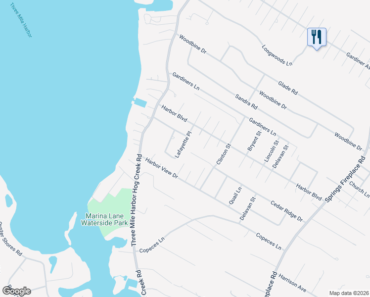 map of restaurants, bars, coffee shops, grocery stores, and more near 18 Lafayette Place in East Hampton