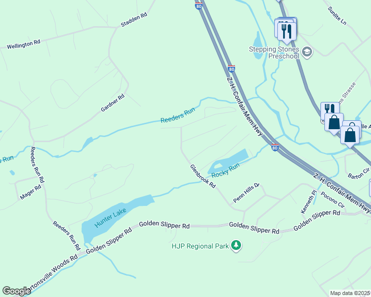 map of restaurants, bars, coffee shops, grocery stores, and more near 1298 Glenbrook Road in Monroe County