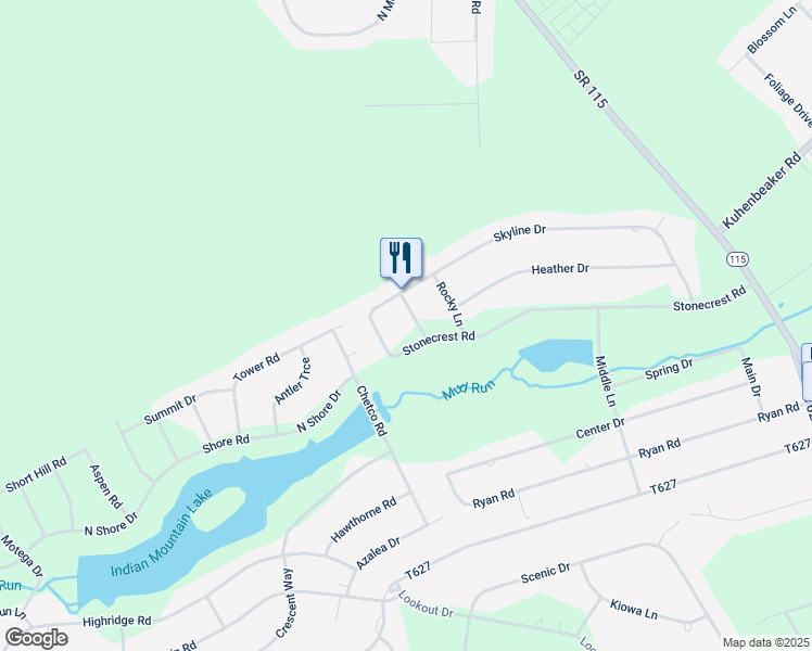 map of restaurants, bars, coffee shops, grocery stores, and more near 111 Lilac Lane in Blakeslee