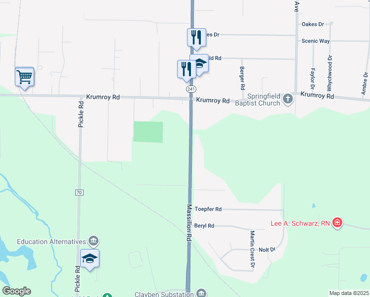 map of restaurants, bars, coffee shops, grocery stores, and more near 1818 Massillon Road in Akron