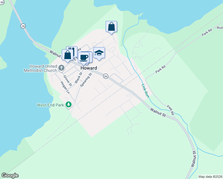 map of restaurants, bars, coffee shops, grocery stores, and more near 698 Graden Street in Howard