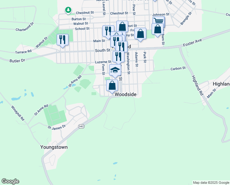 map of restaurants, bars, coffee shops, grocery stores, and more near 117 Ridge Street in Freeland