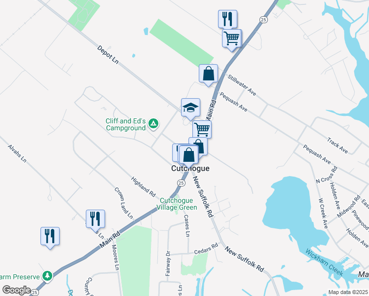 map of restaurants, bars, coffee shops, grocery stores, and more near in Cutchogue