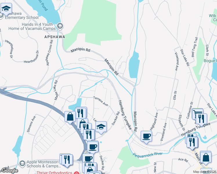 map of restaurants, bars, coffee shops, grocery stores, and more near 50 Lakeview Avenue in Butler
