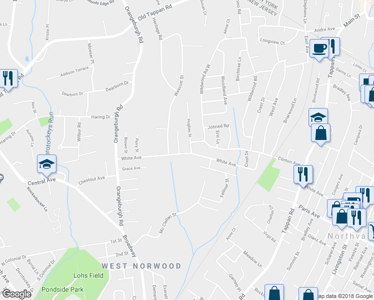 map of restaurants, bars, coffee shops, grocery stores, and more near 531 White Avenue in Northvale