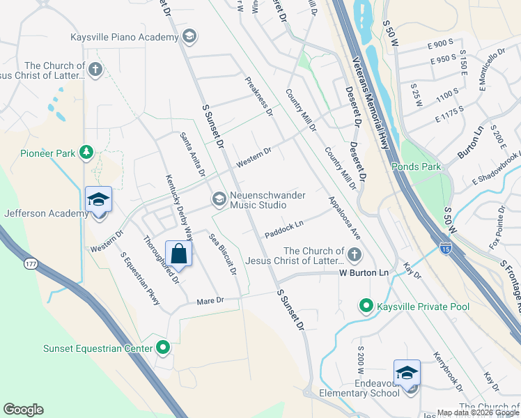 map of restaurants, bars, coffee shops, grocery stores, and more near 1429 Sunset Drive in Kaysville