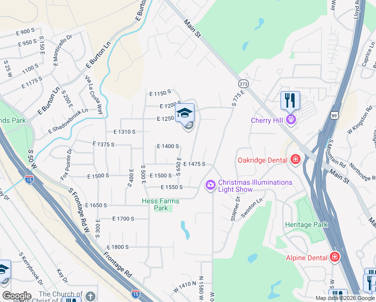 map of restaurants, bars, coffee shops, grocery stores, and more near 707 East 1475 South in Kaysville