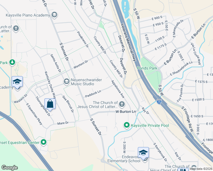 map of restaurants, bars, coffee shops, grocery stores, and more near 353 Paddock Lane in Kaysville