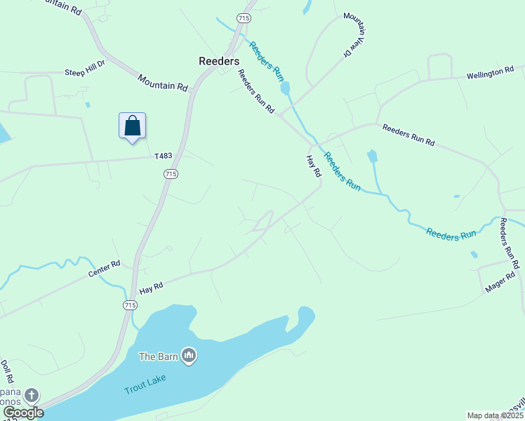 map of restaurants, bars, coffee shops, grocery stores, and more near 327 Brushy Lane in Stroudsburg