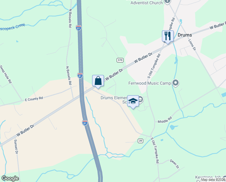 map of restaurants, bars, coffee shops, grocery stores, and more near 30 High Meadow Dr in Luzerne