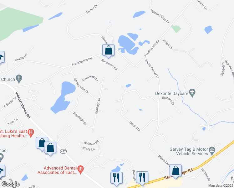map of restaurants, bars, coffee shops, grocery stores, and more near 234 Rhapsody Run in East Stroudsburg