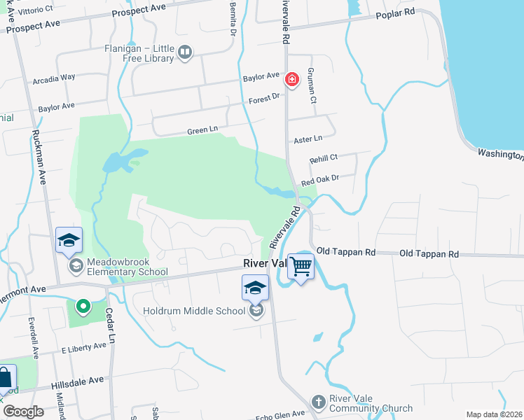 map of restaurants, bars, coffee shops, grocery stores, and more near 449 Rivervale Road in River Vale