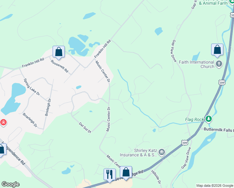 map of restaurants, bars, coffee shops, grocery stores, and more near 95 Woodwind Court in East Stroudsburg