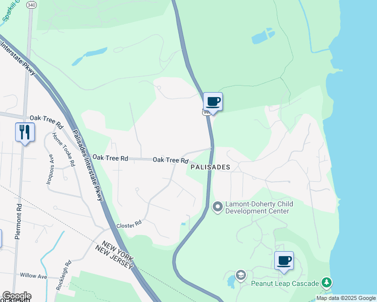 map of restaurants, bars, coffee shops, grocery stores, and more near 15 Closter Road in Palisades