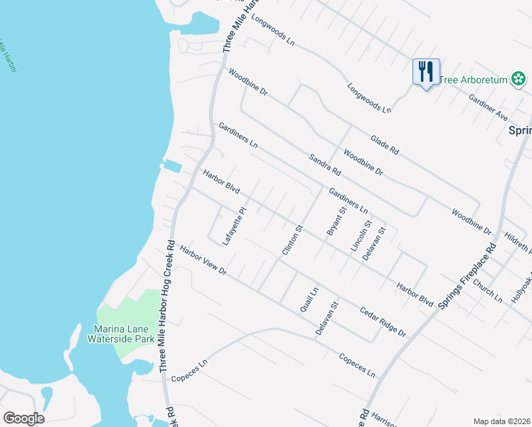 map of restaurants, bars, coffee shops, grocery stores, and more near 37 Harbor Boulevard in East Hampton