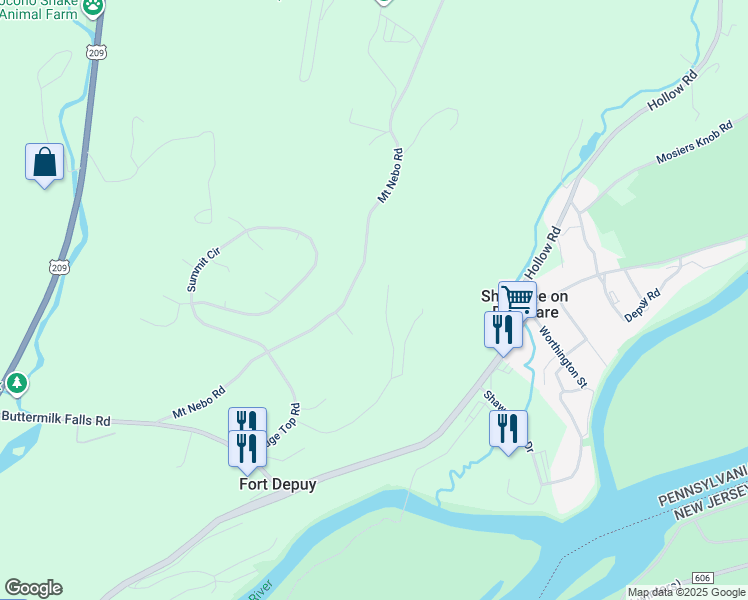 map of restaurants, bars, coffee shops, grocery stores, and more near 88 Valley View Drive in East Stroudsburg