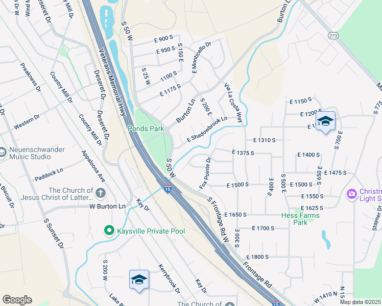map of restaurants, bars, coffee shops, grocery stores, and more near 144 East Shadowbrook Lane in Kaysville