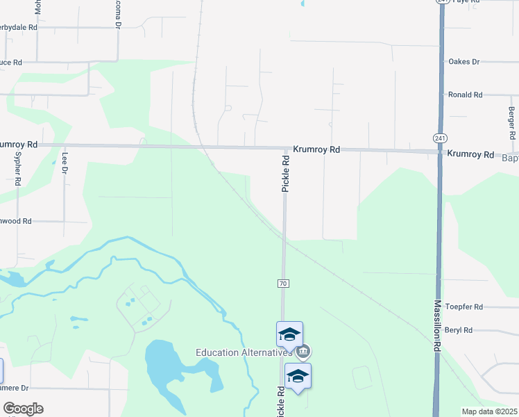 map of restaurants, bars, coffee shops, grocery stores, and more near 1880 Pickle Road in Akron