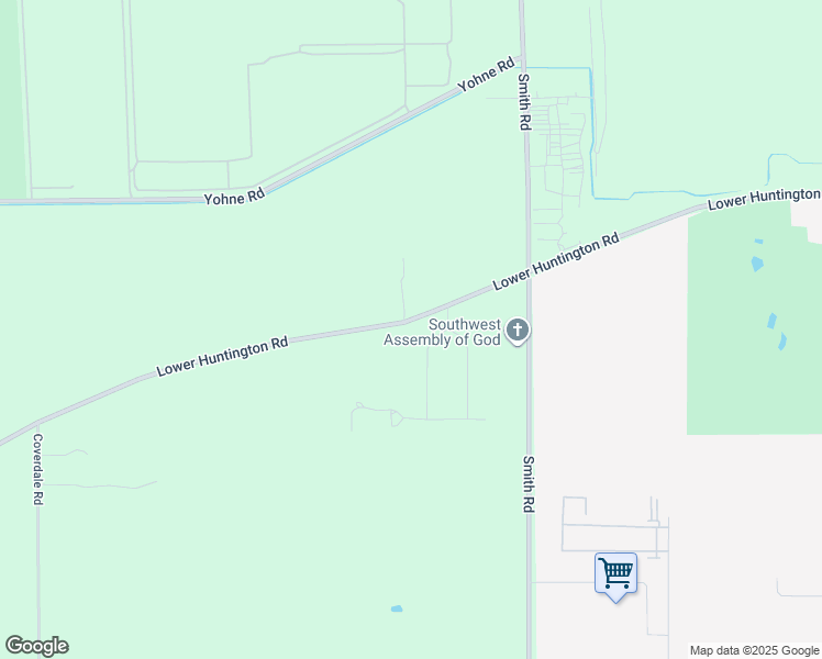 map of restaurants, bars, coffee shops, grocery stores, and more near 5710-5834 Lower Huntington Road in Fort Wayne