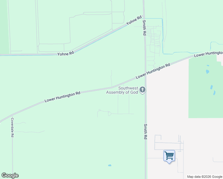 map of restaurants, bars, coffee shops, grocery stores, and more near 5710-5834 Lower Huntington Road in Fort Wayne