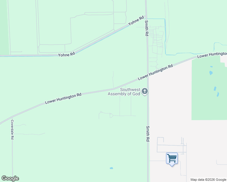 map of restaurants, bars, coffee shops, grocery stores, and more near 5710-5834 Lower Huntington Road in Fort Wayne