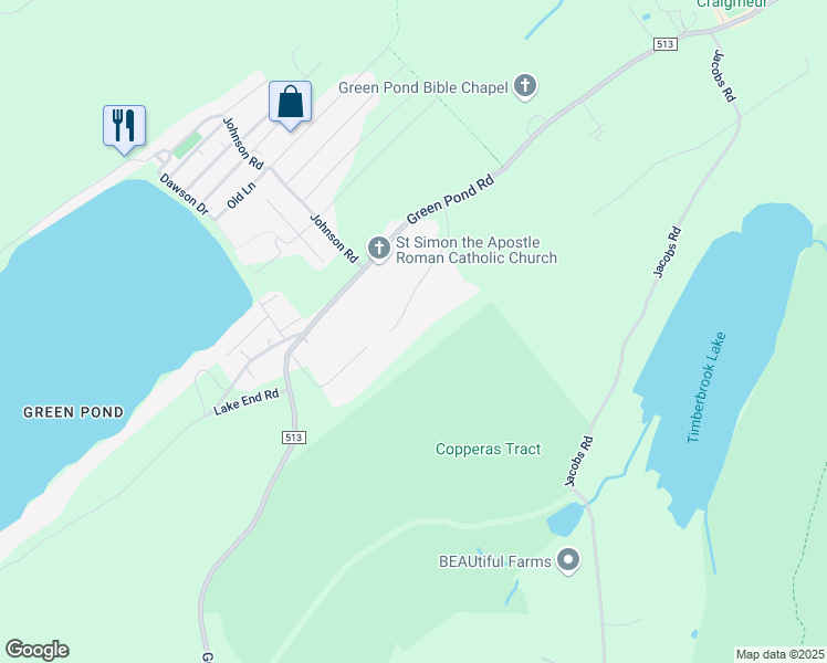 map of restaurants, bars, coffee shops, grocery stores, and more near 8 Pasha Court in Morris County