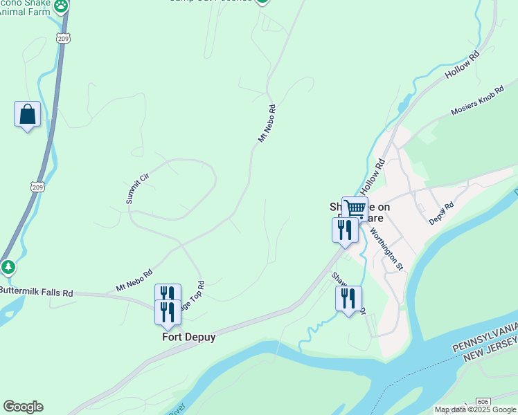map of restaurants, bars, coffee shops, grocery stores, and more near in Stroudsburg