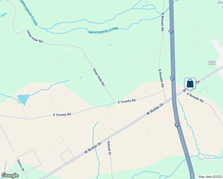 map of restaurants, bars, coffee shops, grocery stores, and more near Deep Hole Road in Luzerne County