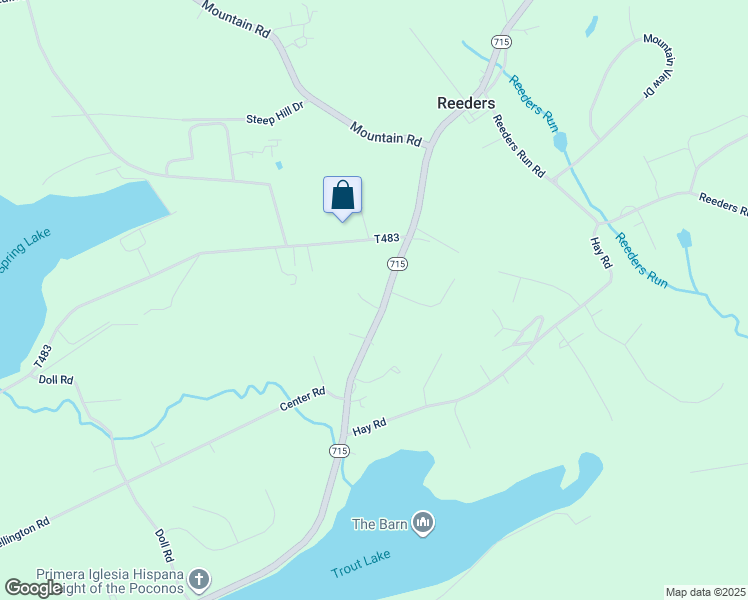 map of restaurants, bars, coffee shops, grocery stores, and more near 2063 Pennsylvania 715 in Stroudsburg