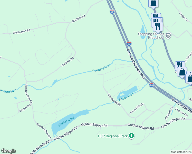 map of restaurants, bars, coffee shops, grocery stores, and more near 138 Merry Hill Road in Monroe County