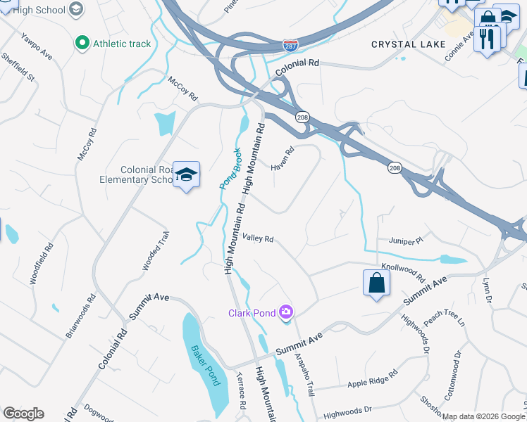 map of restaurants, bars, coffee shops, grocery stores, and more near 219 Haven Road in Franklin Lakes