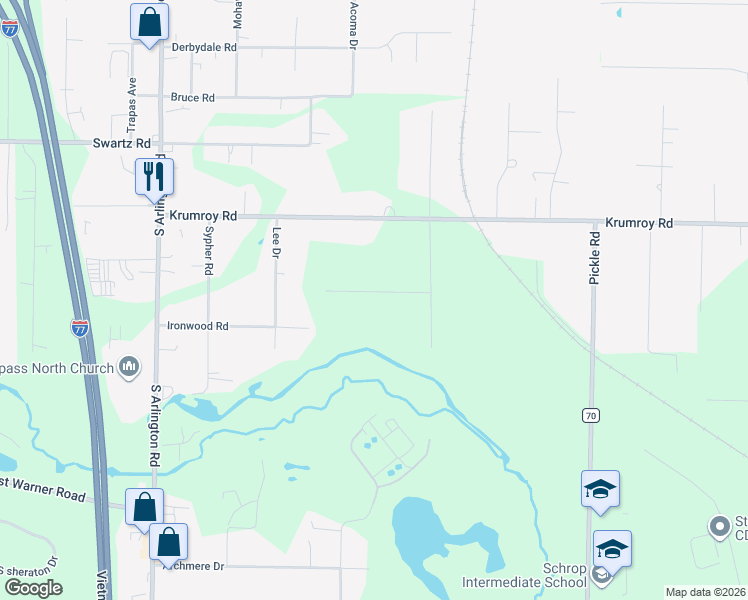 map of restaurants, bars, coffee shops, grocery stores, and more near 1178 Proctor Road in Akron