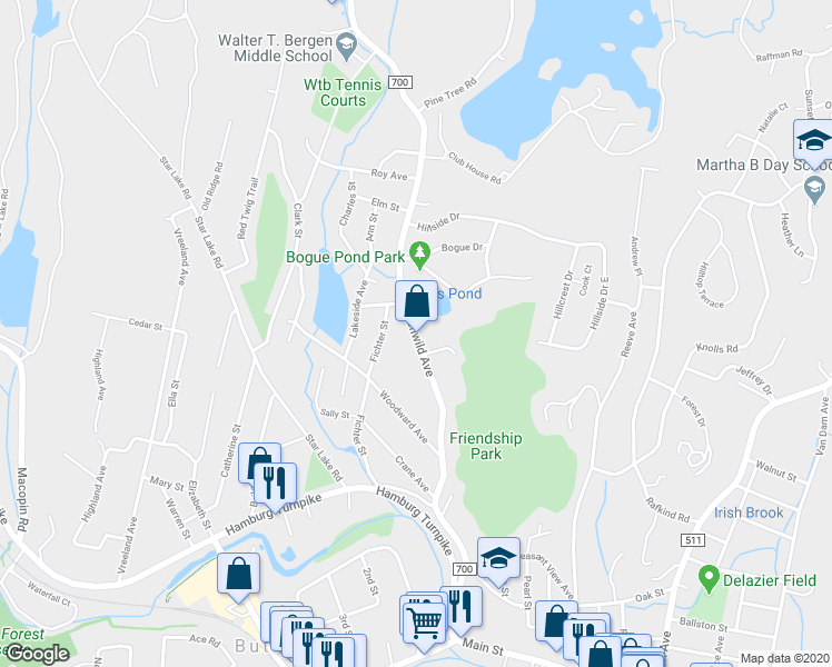 map of restaurants, bars, coffee shops, grocery stores, and more near 106 Glenwild Avenue in Bloomingdale